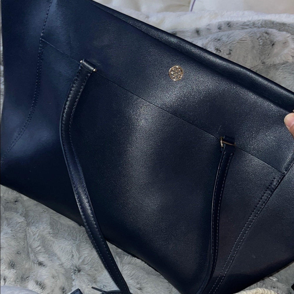 tory burch Black Women’s Tote Bag with Gold Logo